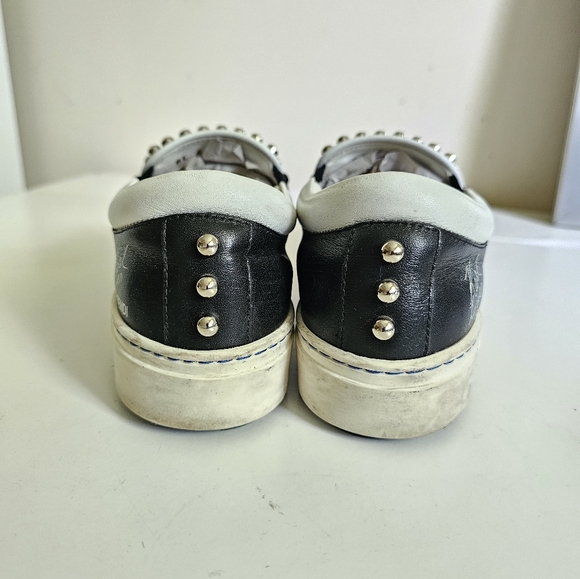 Fendi Black/White Leather Studded Karl Lover Slip On Sneakers. Size 35 - Picture 8 of 16